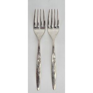 Oneida Community Silverplate 1960 Enchantment Gentle Rose 2 Salad Forks‎